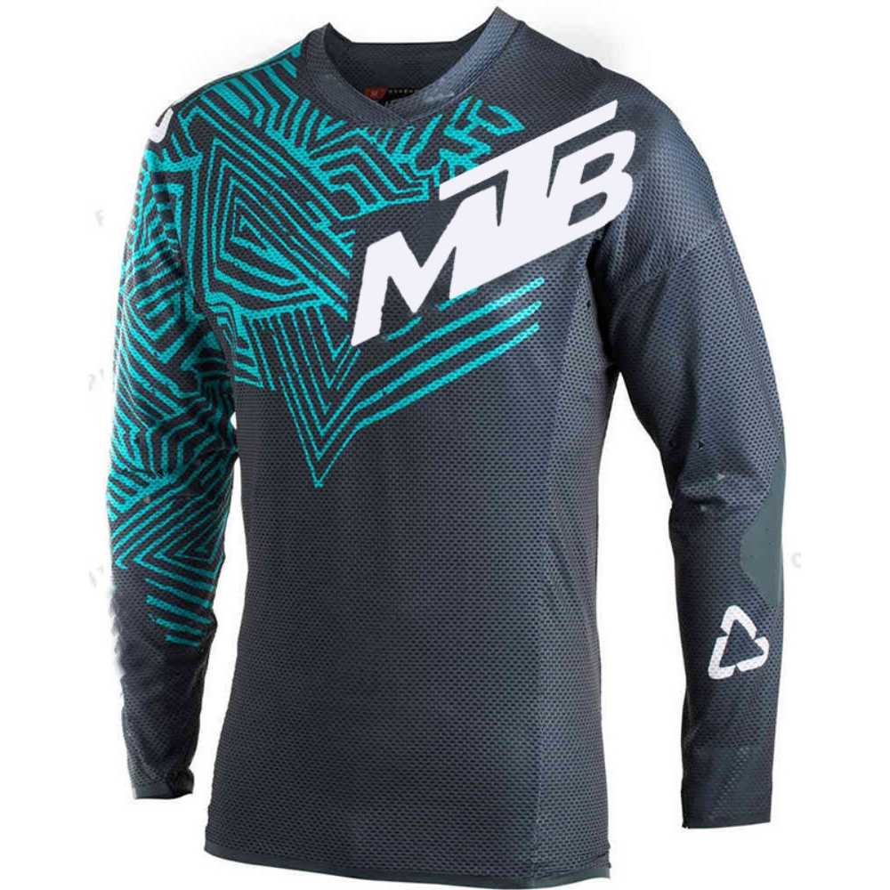 Mountain Biking Jersey - Outdoor-Radsport Langarm-Oberteil MTB-Druck Atmungsaktives Mesh Mountainbike-Trikot