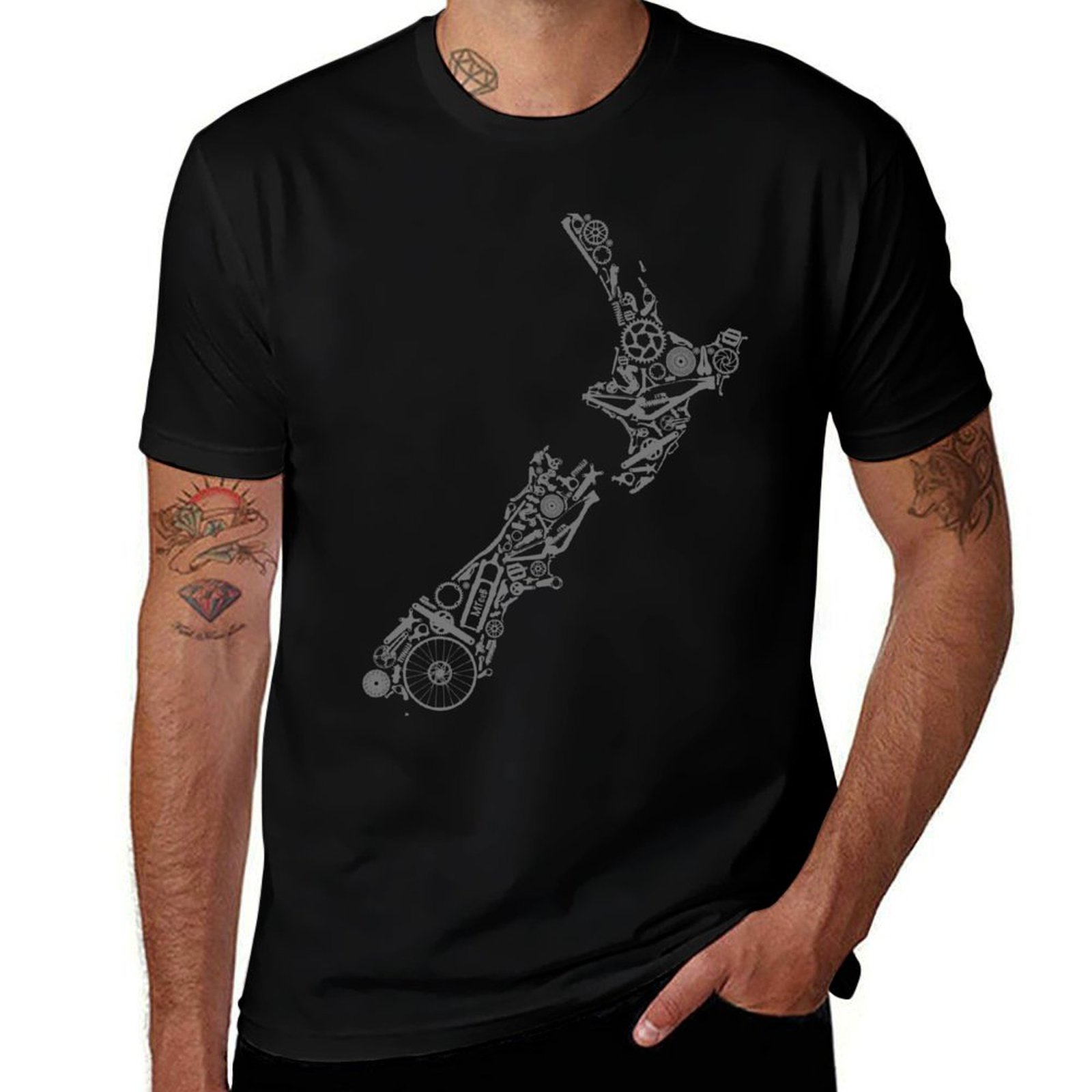 Mountain Biking New Zealand - NEUSEELAND – graues Mountainbike-T-Shirt, modisches, lässiges