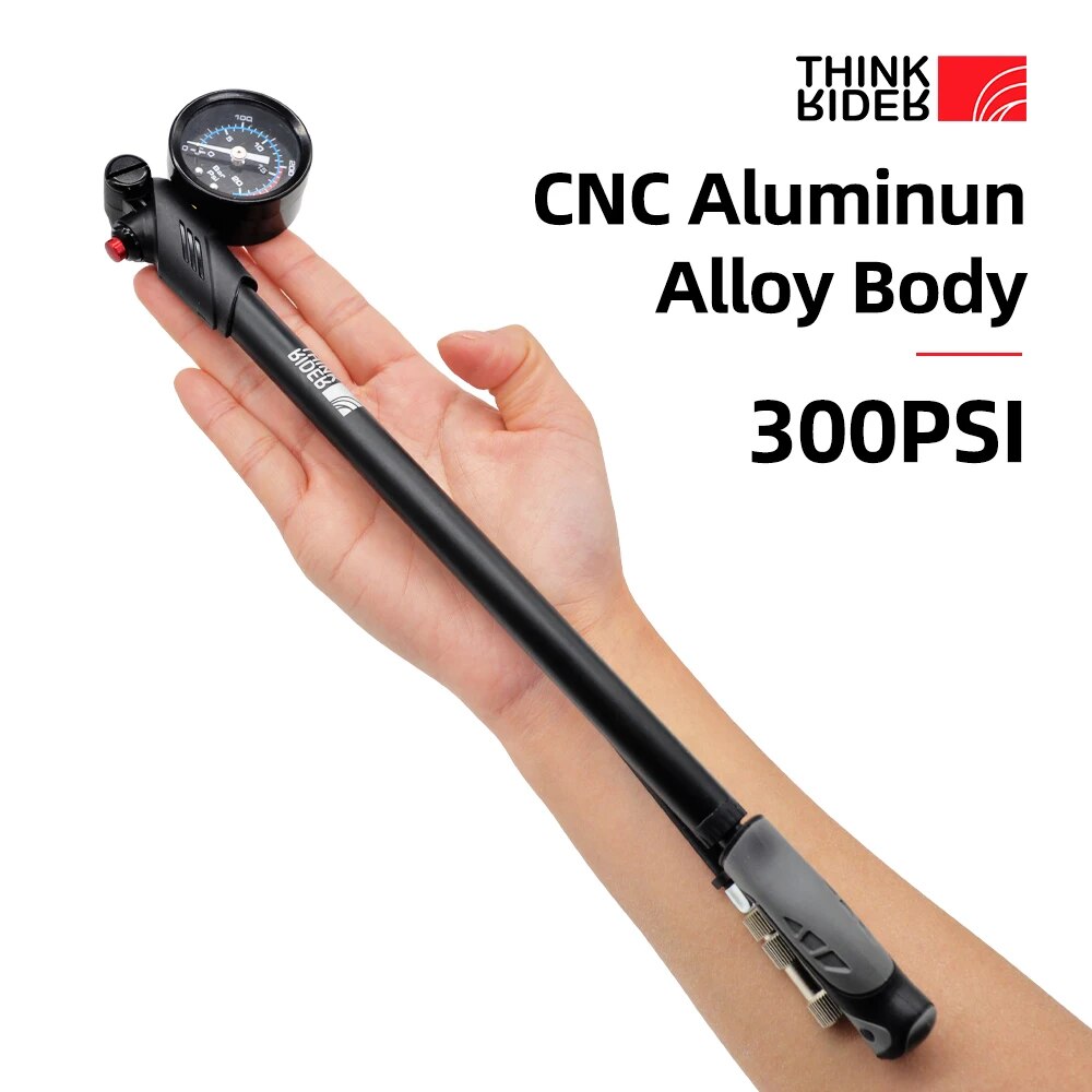 Mtb Fork Air - ThinkRider Tragbare Hochdruck-Fahrradluftpumpe mit Manometer für